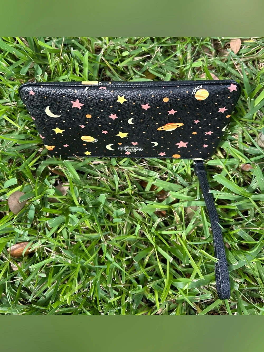 Coach Galaxy Planet & Star Print Large Wristlet